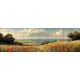 Ceramic tile mural with poppy field, green hills 