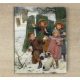 Ceramic tile trivet - children playing snowball 