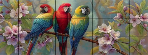 papagáj mintás dekorcsempe