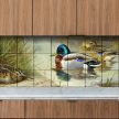 Tile mural - birds - Kingfisher, woodcock and mallards 