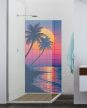 Tile mural - Beach and palm tree in the sunset