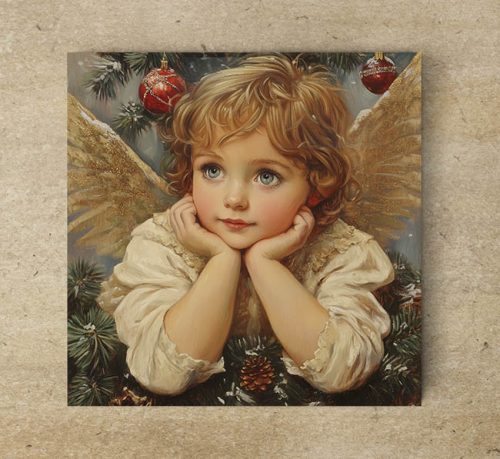 Vintage Christmas angel - tile trivet