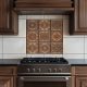 Ornate ceramic tile with embossed copper effect