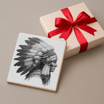 Ceramic tile trivet with indian cheef portrait