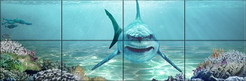 Tile mural - water world - Great White shark