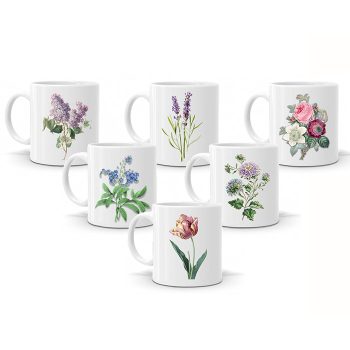 Mug set Set of 6 mugs with flower motif