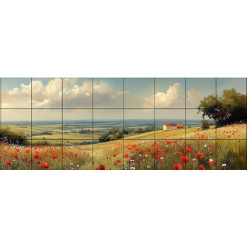 Pipacsos mező mozaik csempe Pipacsos mező mozaik csempe