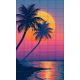 Tile mural - Beach and palm tree in the sunset