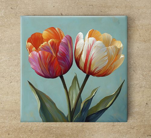 Edényalátét csempe - tulipánok