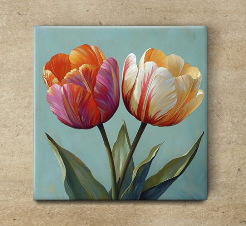 Edényalátét csempe - tulipánok