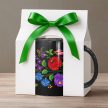 Hungarian Kalocsai embroidery folk pattern black mug