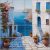 Mediterranean Tile Mural – Whitewashed Alley with Sea View