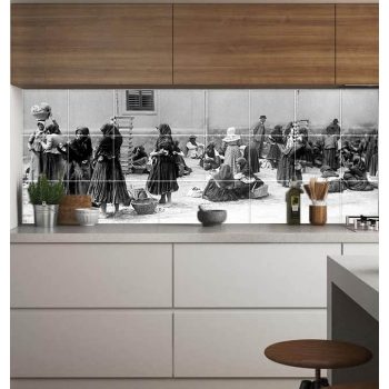 Ceramic tile mural - market
