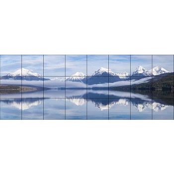 Ceramic tile mural with snow-capped mountains and reflection of Lake McDonald Ceramic tile mural with snow-capped mountains and reflection of Lake McDonald