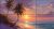 Tropical tile mural with palm trees and sunset on a serene beach