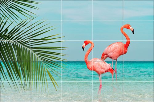 Flamingós dekoráció - fürdőszoba csempe 120x80cm