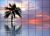 Beach and palm tree in the sunset - tile mural
