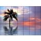 Beach and palm tree in the sunset - tile mural
