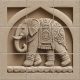 Tile mural with longhorn skull and wooden background
