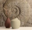 Ceramic tile mural - ammonites fossil