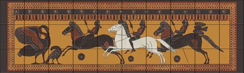 Lovasok - antik görög jelenetes mozaik csempe