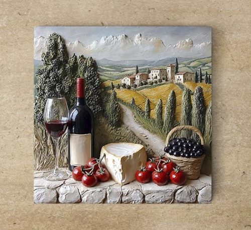 Ceramic tile mural - drink - Wine tasting table 