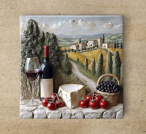 Ceramic tile mural - drink - Wine tasting table 