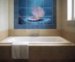 Tile mural with seashell and pearl