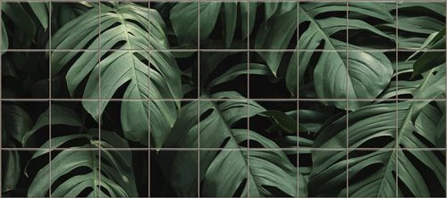 levélmintás zöld csempe trópusi levelekkel