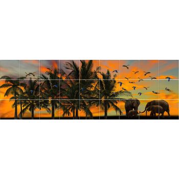 Ceramic tile mural - elephants  Ceramic tile mural - elephants