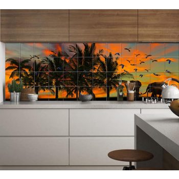 Ceramic tile mural - elephants
