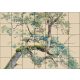 Botanical ceramic tile mural with tree branches and green leaves
