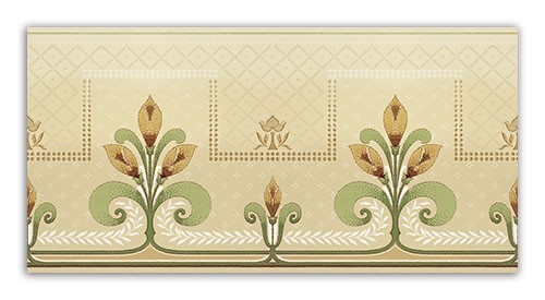 Art nouveau flower patterned border tile