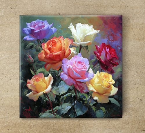 Colorfull Roses - ceramic tile trivet