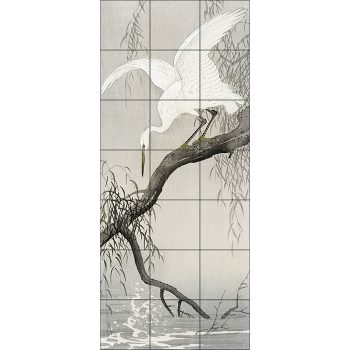 Ceramic tile mural - birds -white heronsJapanese  Ceramic tile mural - birds -white heronsJapanese