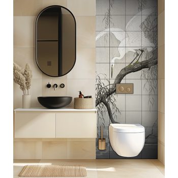Ceramic tile mural - birds -white heronsJapanese