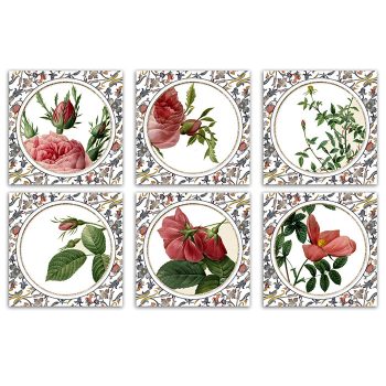 Set of tiles - vintage flowers  Set of tiles - vintage flowers