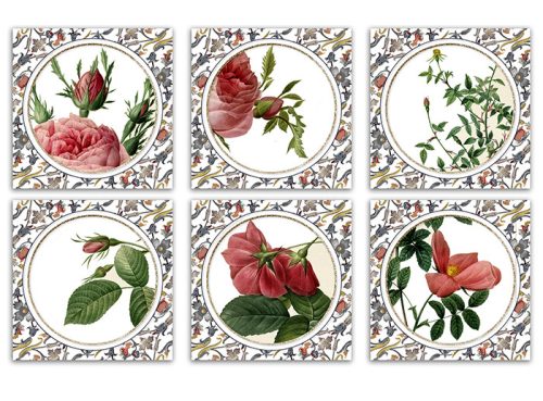 Set of tiles - vintage flowers 