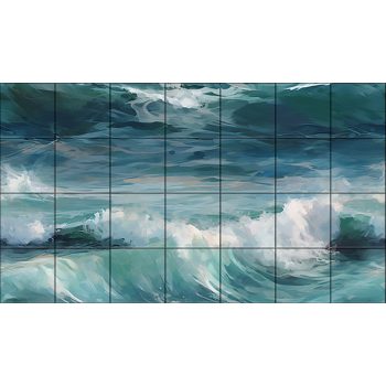 Ceramic tile mural - waves III.  Ceramic tile mural - waves III.