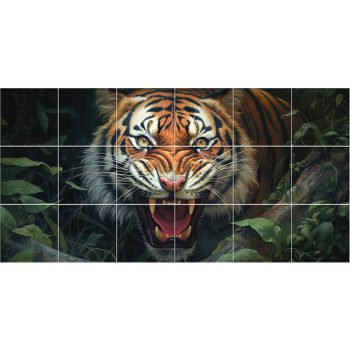 Tile mural - wildlife -tiger II.  Tile mural - wildlife -tiger II.