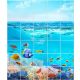 Tile mural with tropical fish and coral reef in the blue ocean