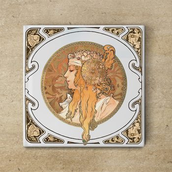 Ceramic tile trivet - Mucha 