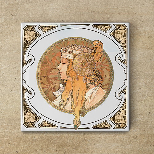 Ceramic tile trivet - Mucha 