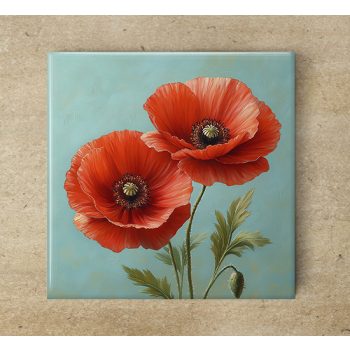 Poppies - ceramic tile trivet