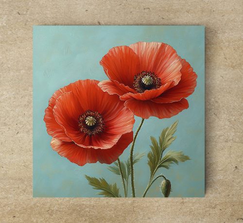 Poppies - ceramic tile trivet