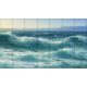 Tile mural with stormy sea waves, seagulls and dramatic sky – ocean-inspired ceramic tile 