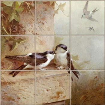 Tile mural - birds -swallows 