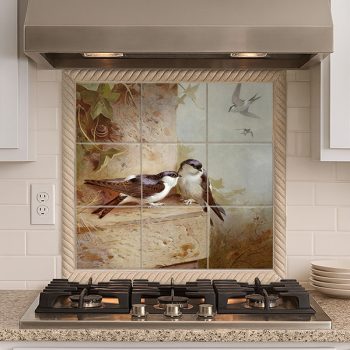 Tile mural - birds -swallows 