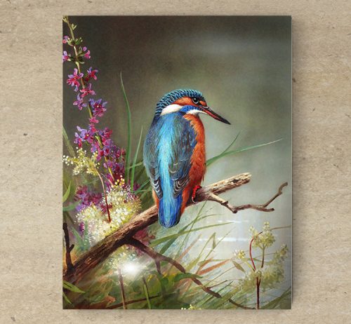 Ceramic tile mural - birds -Kingfisher II. 