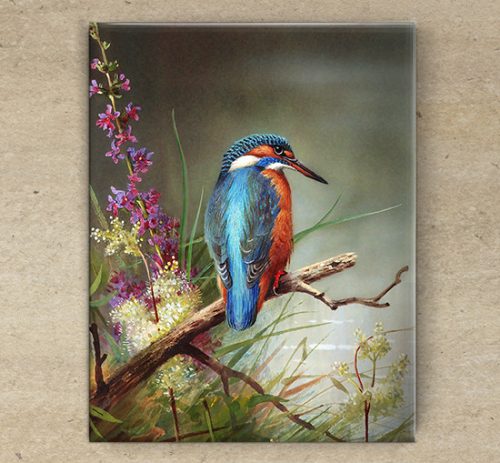Ceramic tile mural - birds -Kingfisher II. 